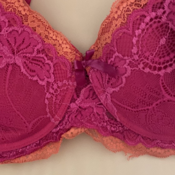 Black Fuchsia Women’s Lace Underwire Convertible Strapless Bra Pink Coral 40D - Picture 3 of 9